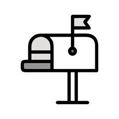 Mailbox with Raised Flag Icon Design