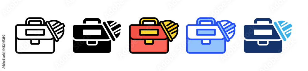 Poster occupation icon collection with multiple styles