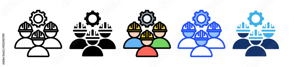 Poster teamwork icon collection with multiple styles