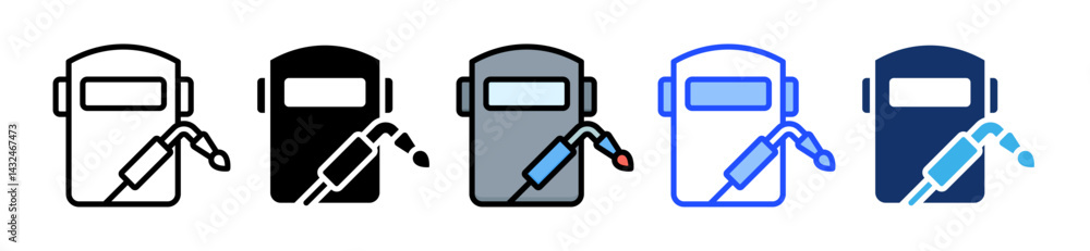 Poster welding icon collection with multiple styles