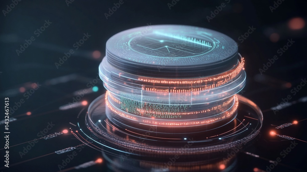 Poster advanced digital technology showcasing futuristic server processing