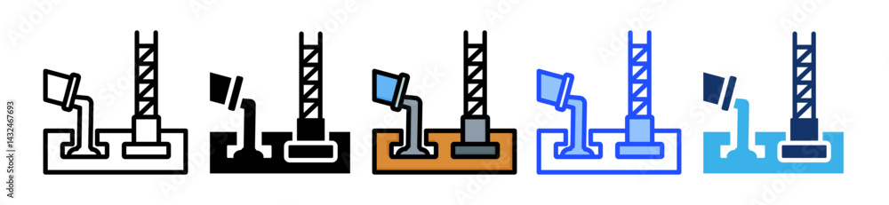 Poster building foundation icon collection with multiple styles