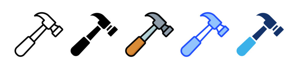 Hammer Icon Collection With Multiple Styles