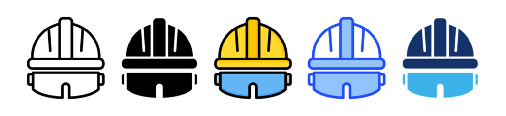 Hard Hat Icon Collection With Multiple Styles