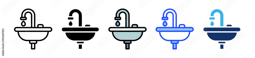 Poster sink icon collection with multiple styles