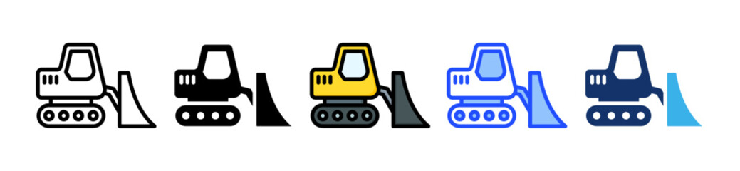 Naklejka premium Bulldozer Icon Collection With Multiple Styles