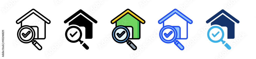 Poster inspection icon collection with multiple styles