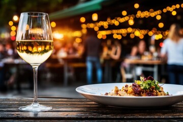 Holiday table setting, festive decor, elegant dinner setup.