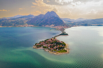 Egirdir Lake, Isparta. Aerial view of the Egirdir lake with drone. Isparta Turkey.