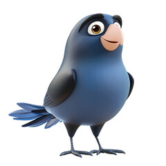 Adorable 3D Cartoon Blue Bird Character Happy Expression Cute Avian Illustration Digital Art