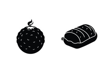 Vector Illustration Of Black Forest Cake And Fruitcake Icon Set Isolated