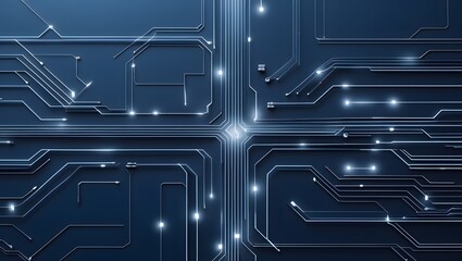 Digital circuit background with glowing blue tech lines and nodes