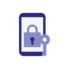 Mobile Security Icon Padlock and Key on Smartphone
