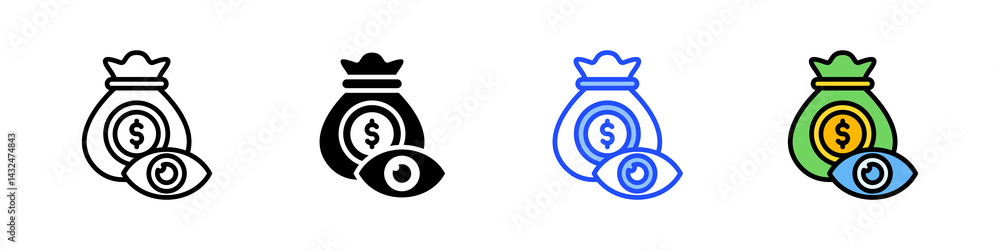Poster view capital icon collection with multiple styles