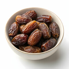 Obraz premium bowl with dried dates isolated on white background