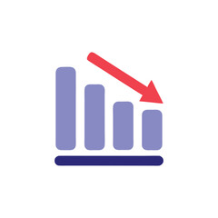 Decreasing Bar Graph Business Loss, Financial Decline Icon