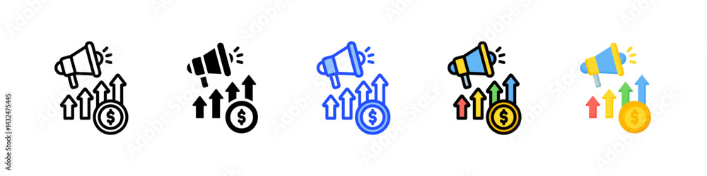 Poster sales icon collection with multiple styles