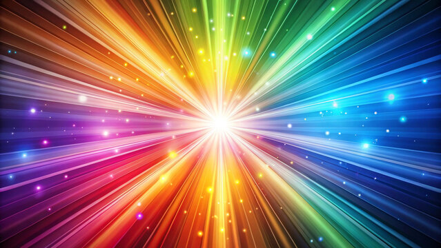 幻想的な虹色の光線、放射のイメージ