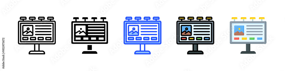 Poster billboard icon collection with multiple styles