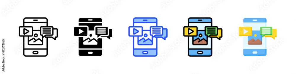 Poster content icon collection with multiple styles