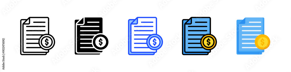 Poster article icon collection with multiple styles