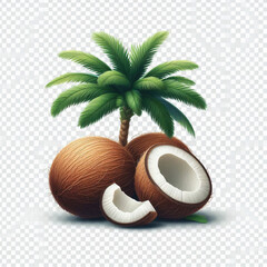 Obraz premium Coconut pieces isolated on transparent on white background.