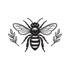 bees and leaves for beekeeping logo