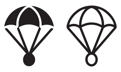 Black and Outline Parachute Delivery Icons – Minimal Vector Set