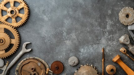 Gears and tools border frame with industrial copy space for Labo  