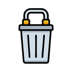 Public Trash Bin with Lock Icon Design