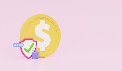 Protection concept, financial business investment, 3D illustration