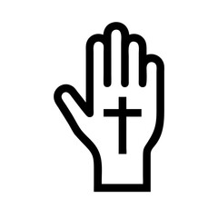 Raised Hand with Cross Symbol Icon Design