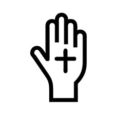 Raised Hand with Cross Symbol Icon Design