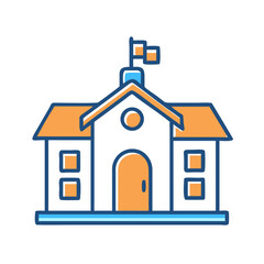 School Building with Bell Icon Design