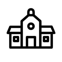 School Building with Bell Icon Design