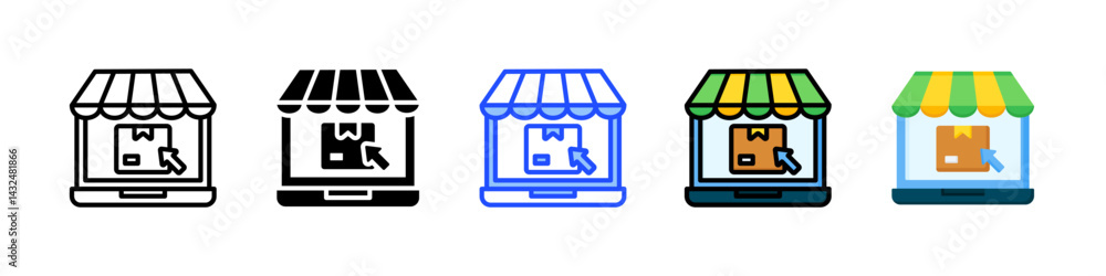 Aufkleber ecommerce icon collection with multiple styles