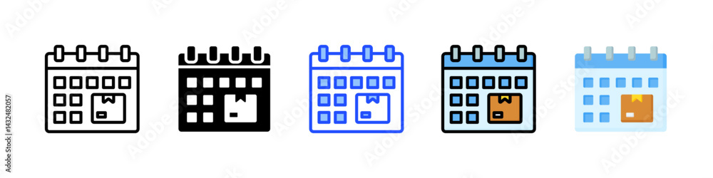 Aufkleber schedule icon collection with multiple styles