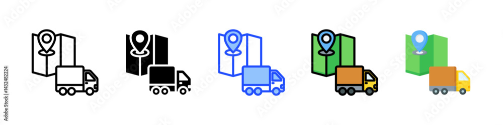 Poster address icon collection with multiple styles