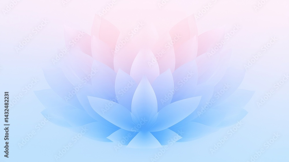 Poster a serene, soft image of a lotus flower with gradient colors, symbolizing purity and tranquility.