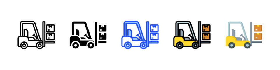 Forklift Icon Collection With Multiple Styles