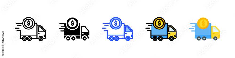 Poster shipping cost icon collection with multiple styles