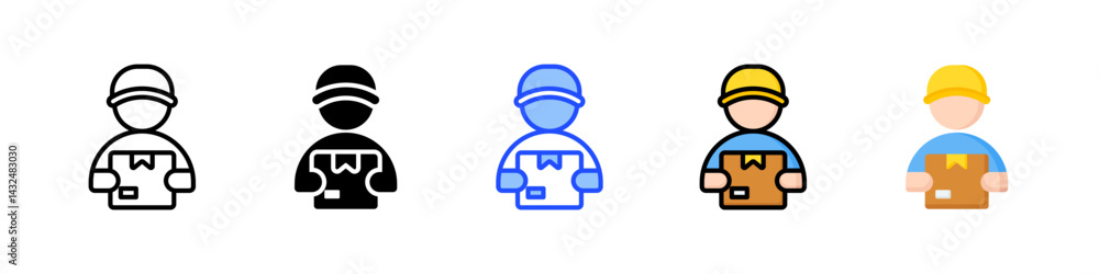 Poster courier icon collection with multiple styles