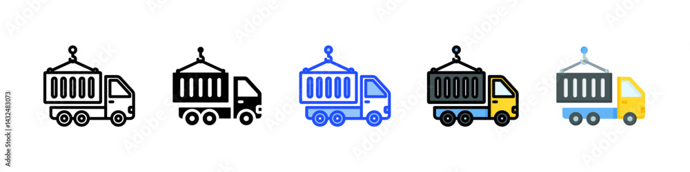 Poster cargo icon collection with multiple styles