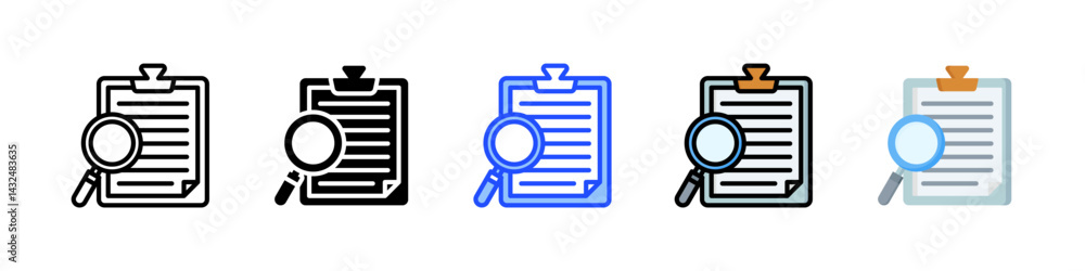 Poster analyze icon collection with multiple styles