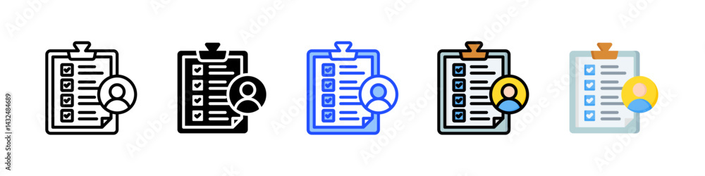 Poster accountability icon collection with multiple styles