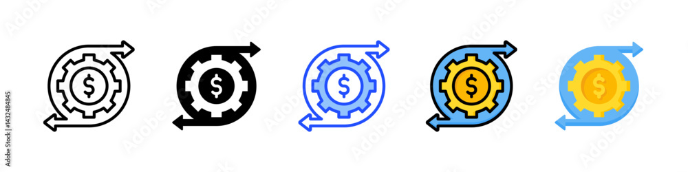 Poster cash flow icon collection with multiple styles