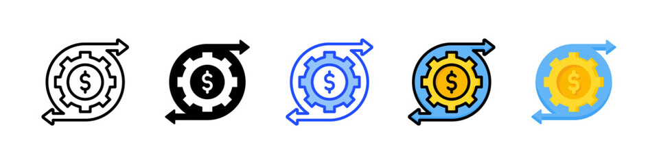 Cash Flow Icon Collection With Multiple Styles
