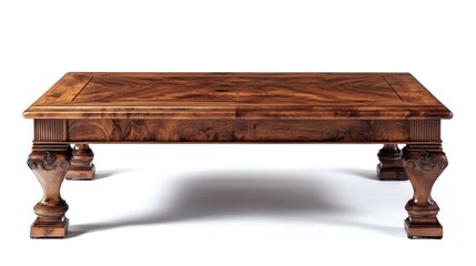 Fototapeta premium Rectangular wooden coffee table with intricate details