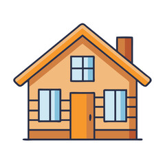 Wooden Gabled Family Home Icon Design