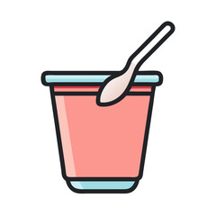 Yogurt Cup with Spoon Icon Design